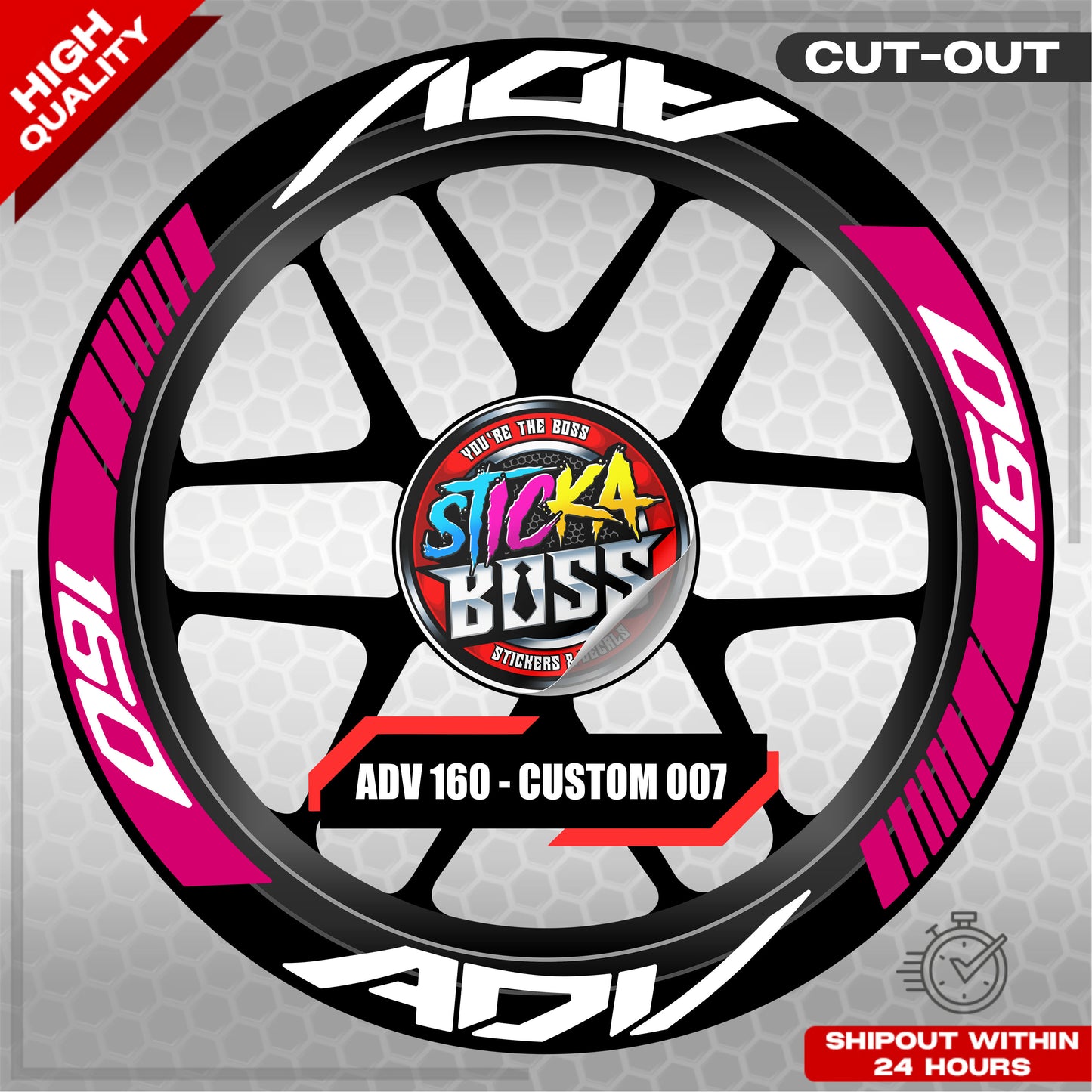 ADV 160 MAG STICKER SET ( 2 MAGS ) - CUSTOM 007 | VINYL WATERPROOF CUT-OUT DECALS