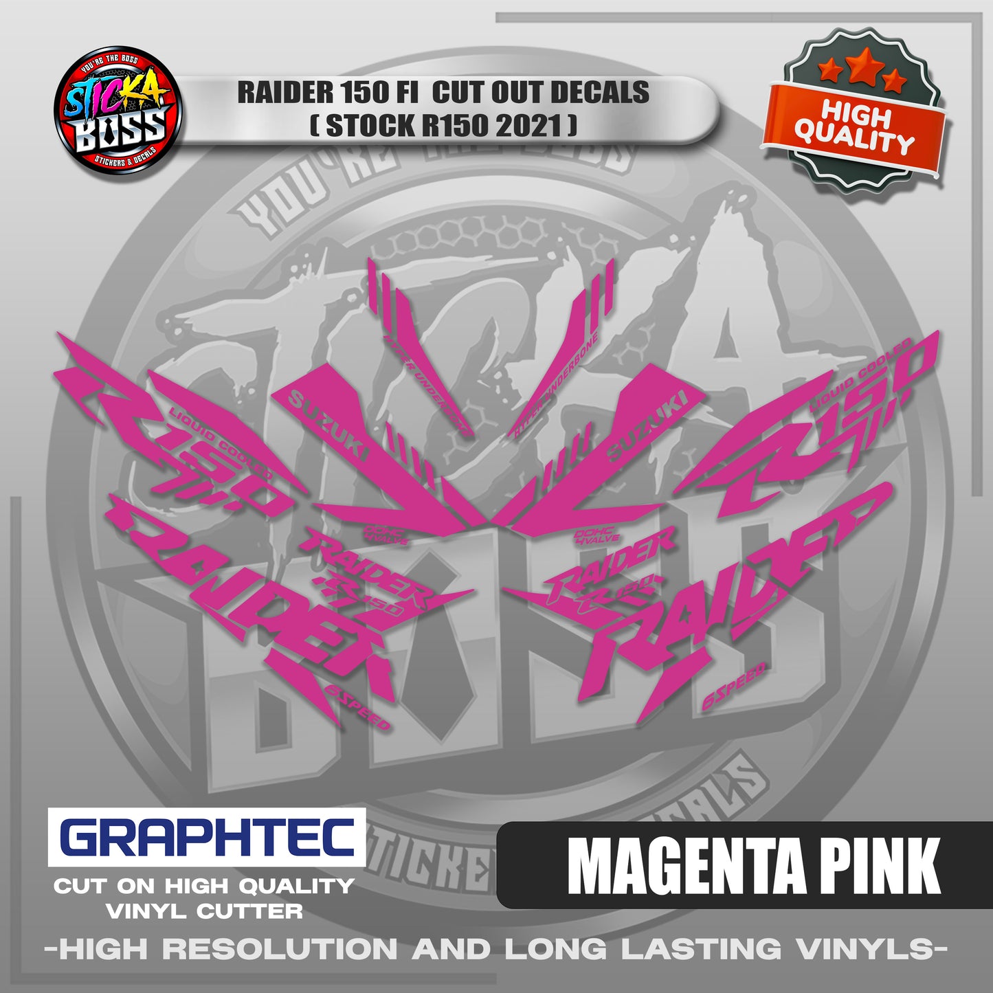 RAIDER 150 FI CUT OUT DECALS ( STOCK R150 2021) | VINYL WATERPROOF CUT-OUT STICKER DECALS