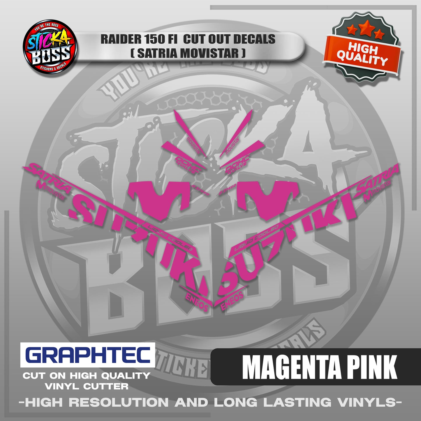 RAIDER 150 FI CUT OUT DECALS ( SATRIA MOVISTAR ) | VINYL WATERPROOF CUT-OUT STICKER DECALS