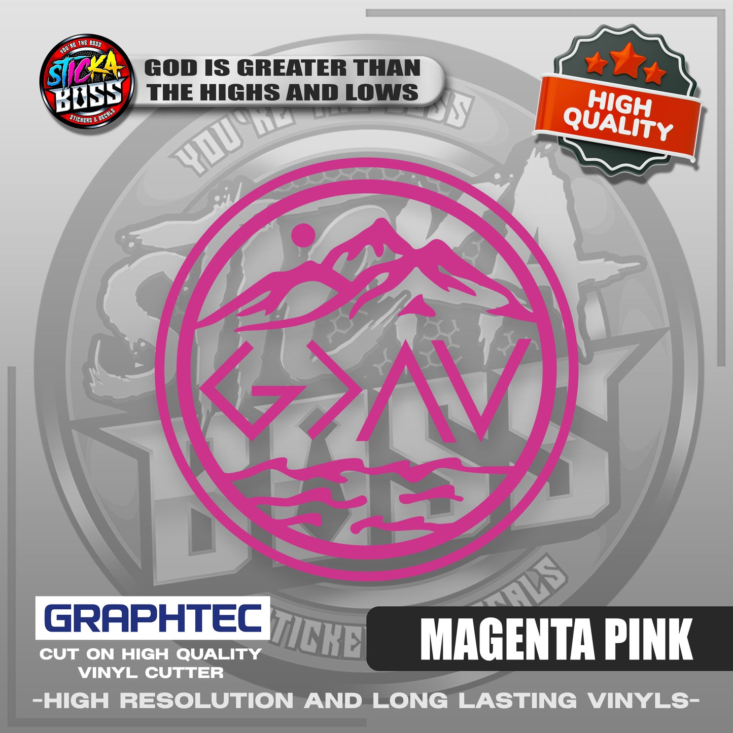 GOD IS GREATER THAN THE HIGHS AND LOWS | VINYL WATERPROOF CUT-OUT STICKER DECALS【Stickaboss】