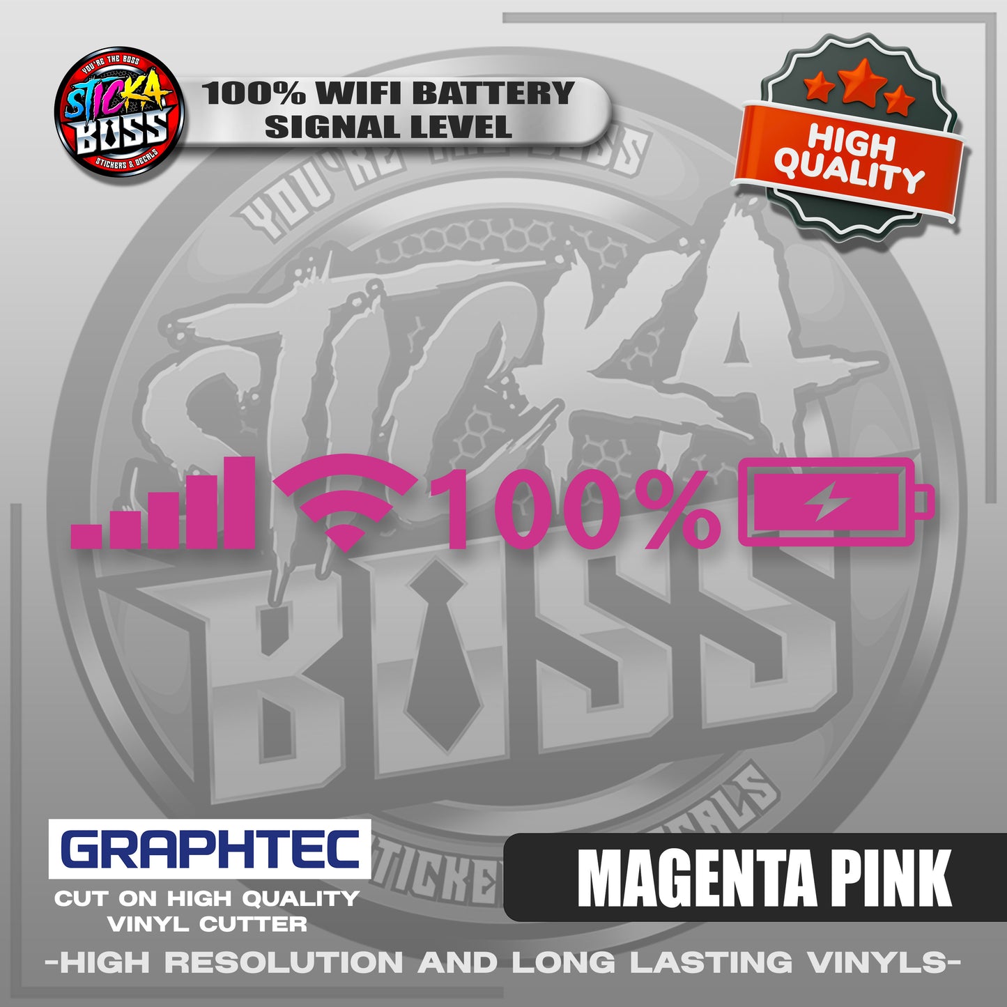 100% WIFI BATTERY SIGNAL LEVEL | VINYL WATERPROOF CUT-OUT STICKER DECALS【Stickaboss】