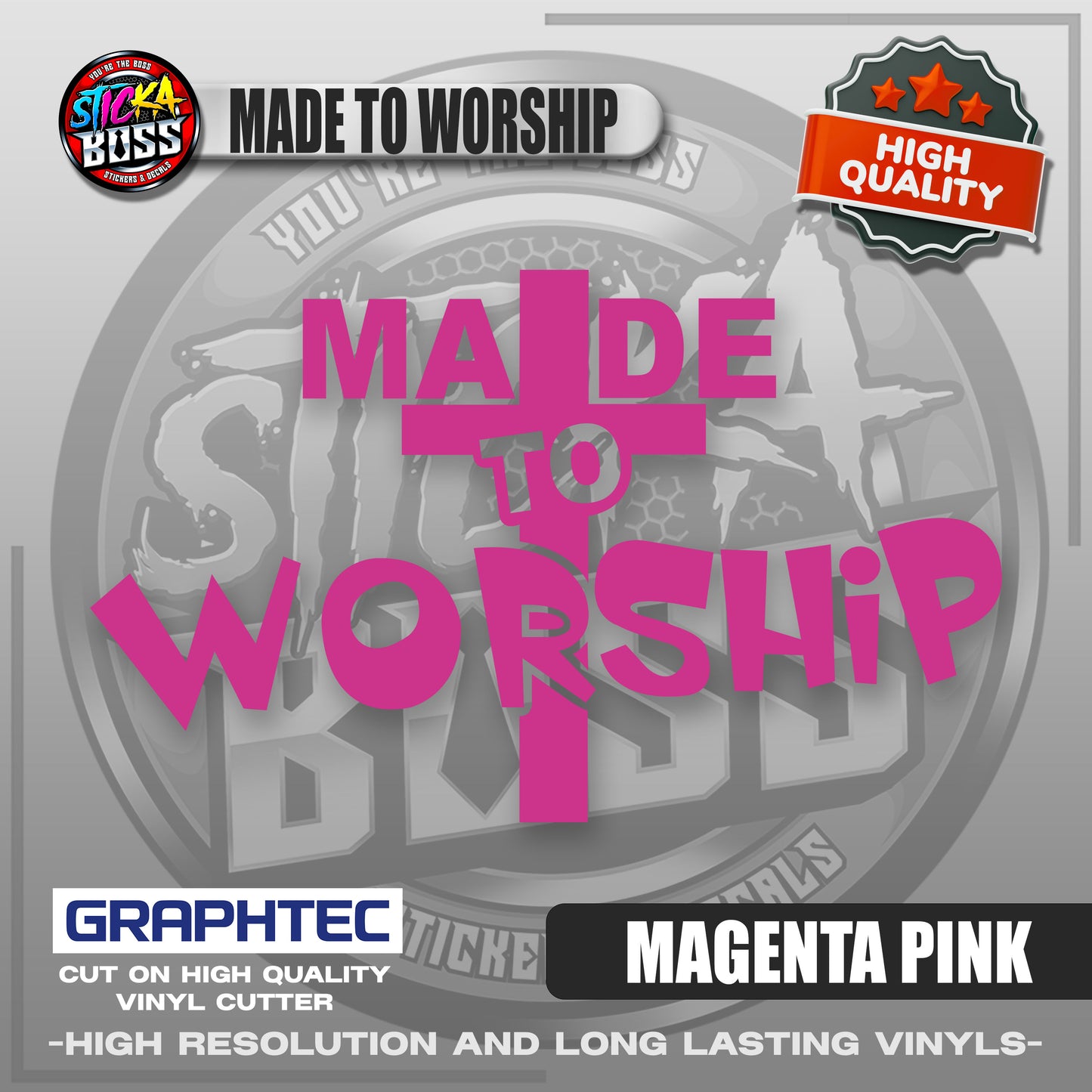 MADE TO WORSHIP | VINYL WATERPROOF CUT-OUT STICKER DECALS【Stickaboss】