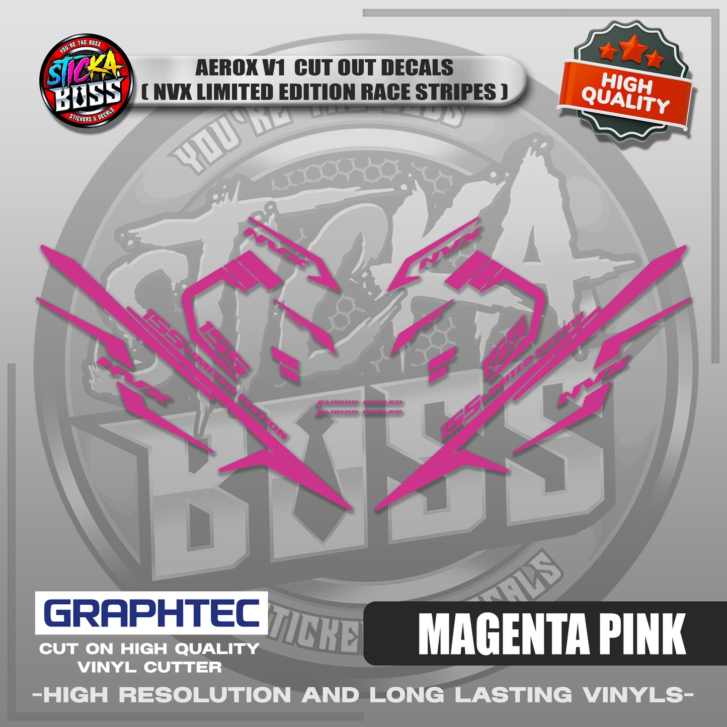 AEROX V1 CUT OUT DECALS ( NVX LIMITED EDITION RACE STRIPES ) | VINYL WATERPROOF CUT-OUT DECALS