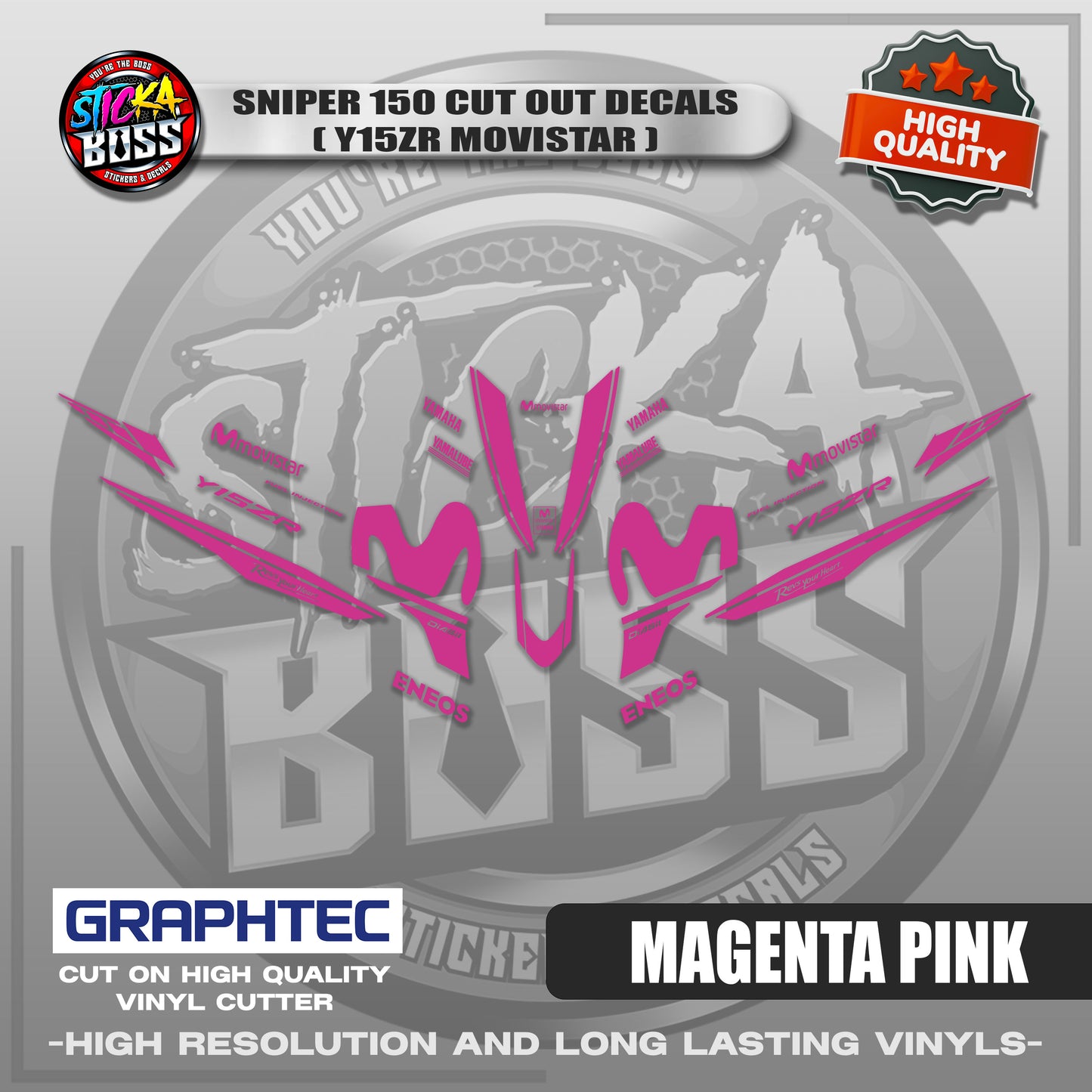 SNIPER 150 CUT OUT DECALS ( Y15ZR MOVISTAR ) | VINYL WATERPROOF CUT-OUT STICKER DECALS