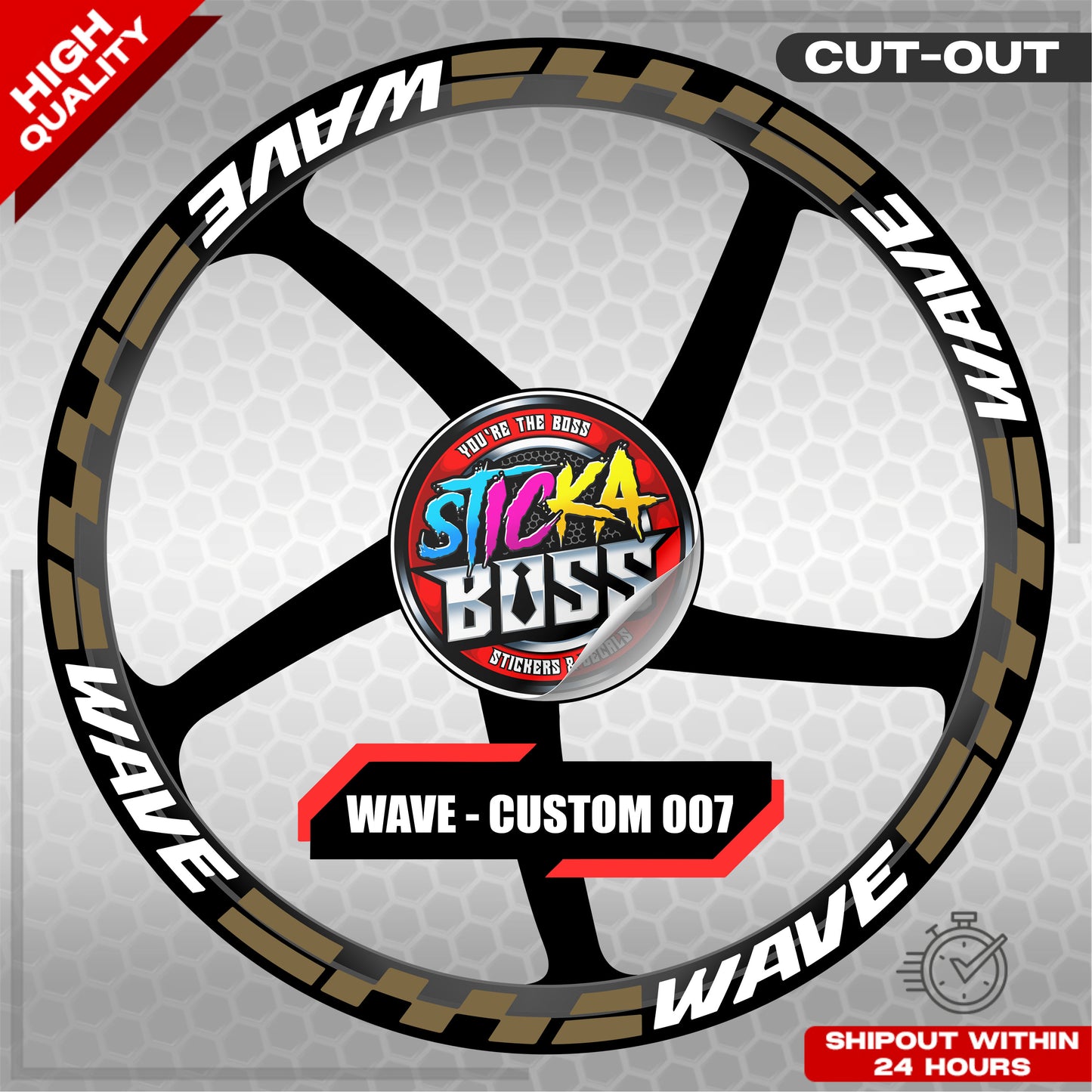 WAVE 110 / 125 MAG STICKER SET ( 2 MAGS ) - CUSTOM 007 | VINYL WATERPROOF CUT-OUT DECALS
