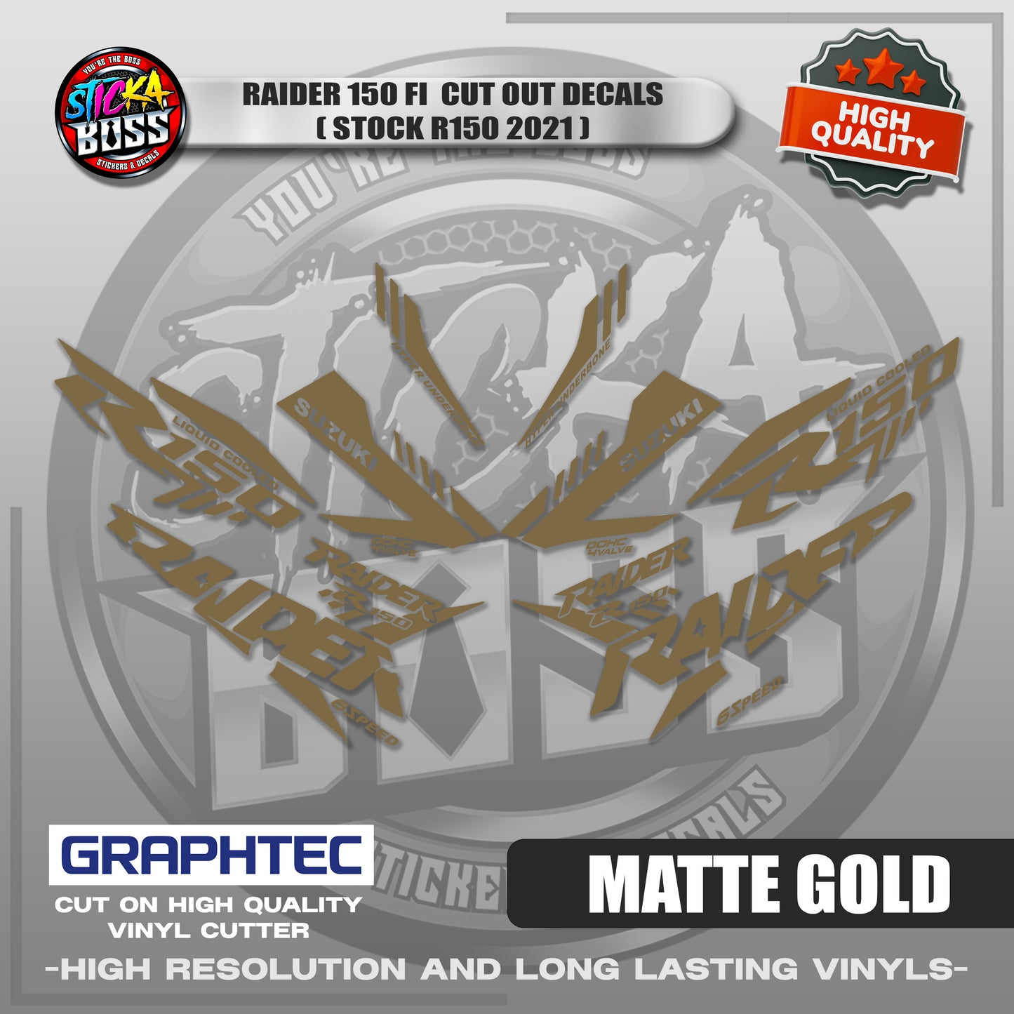 RAIDER 150 FI CUT OUT DECALS ( STOCK R150 2021) | VINYL WATERPROOF CUT-OUT STICKER DECALS