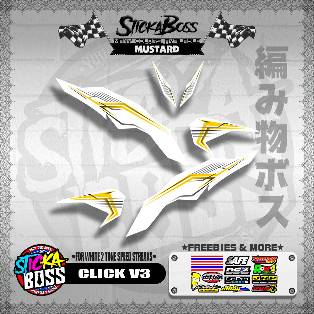 CLICK V3 DECALS ( FOR WHITE 2 TONE SPEED STREAKS )【WITH FREEBIES】