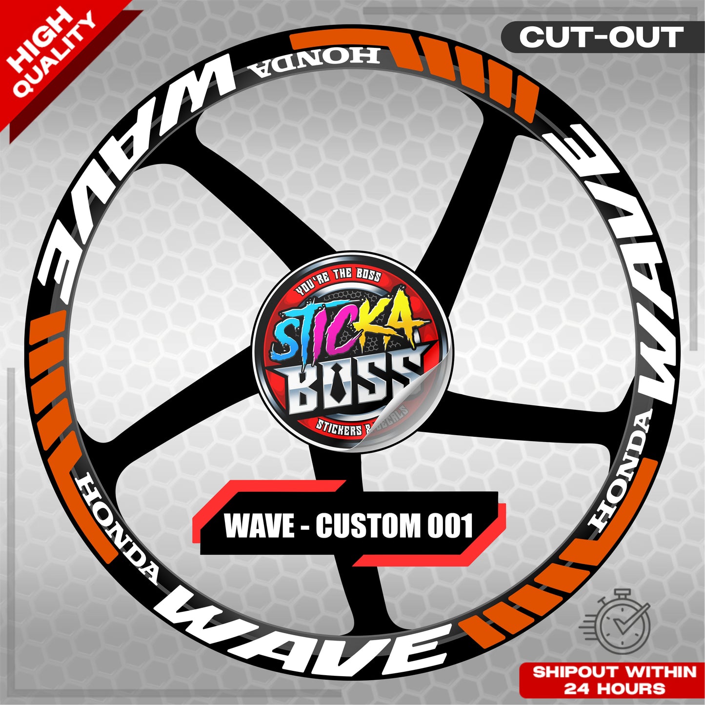 WAVE 110 / 125 MAG STICKER SET ( 2 MAGS ) - CUSTOM 001 | VINYL WATERPROOF CUT-OUT DECALS