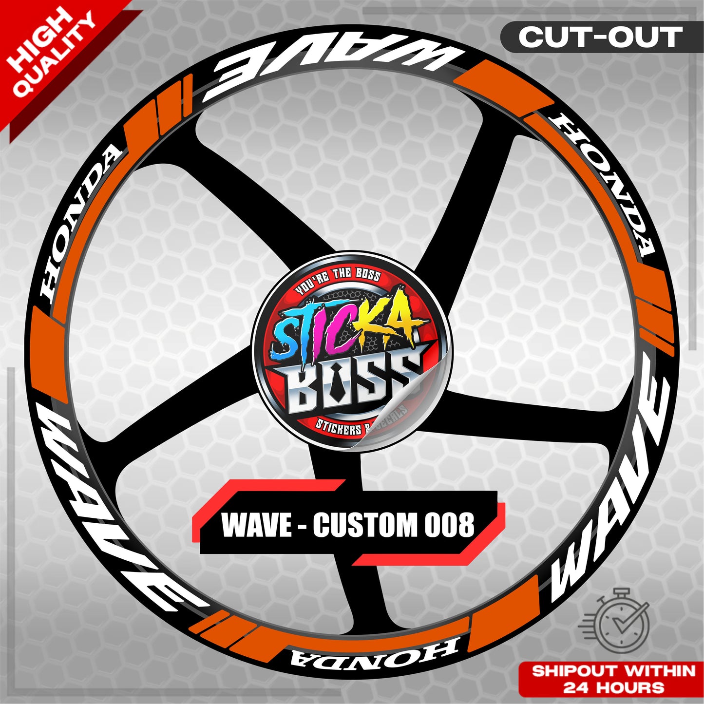 WAVE 110 / 125 MAG STICKER SET ( 2 MAGS ) - CUSTOM 008 | VINYL WATERPROOF CUT-OUT DECALS