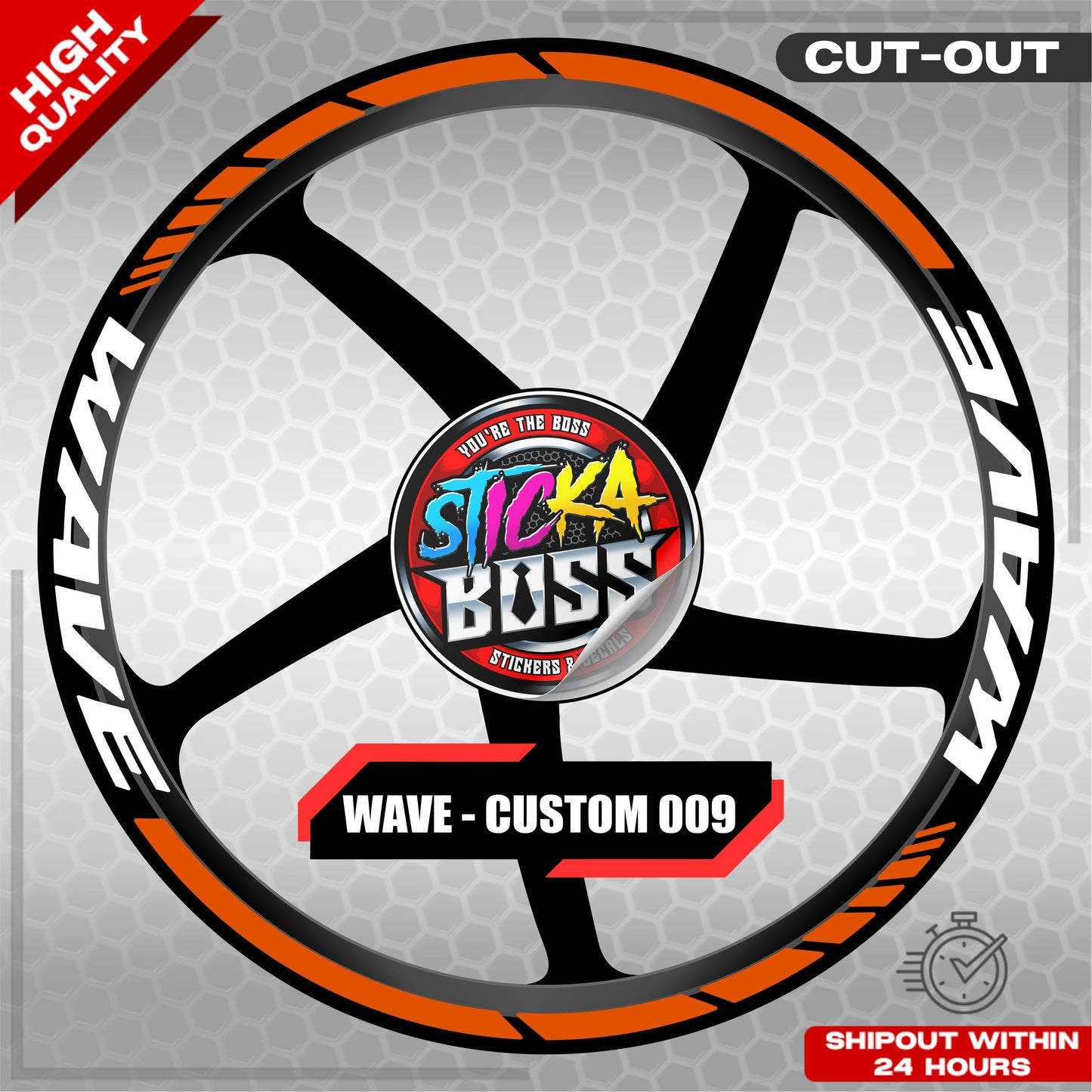 WAVE 110 / 125 MAG STICKER SET ( 2 MAGS ) - CUSTOM 009 | VINYL WATERPROOF CUT-OUT DECALS