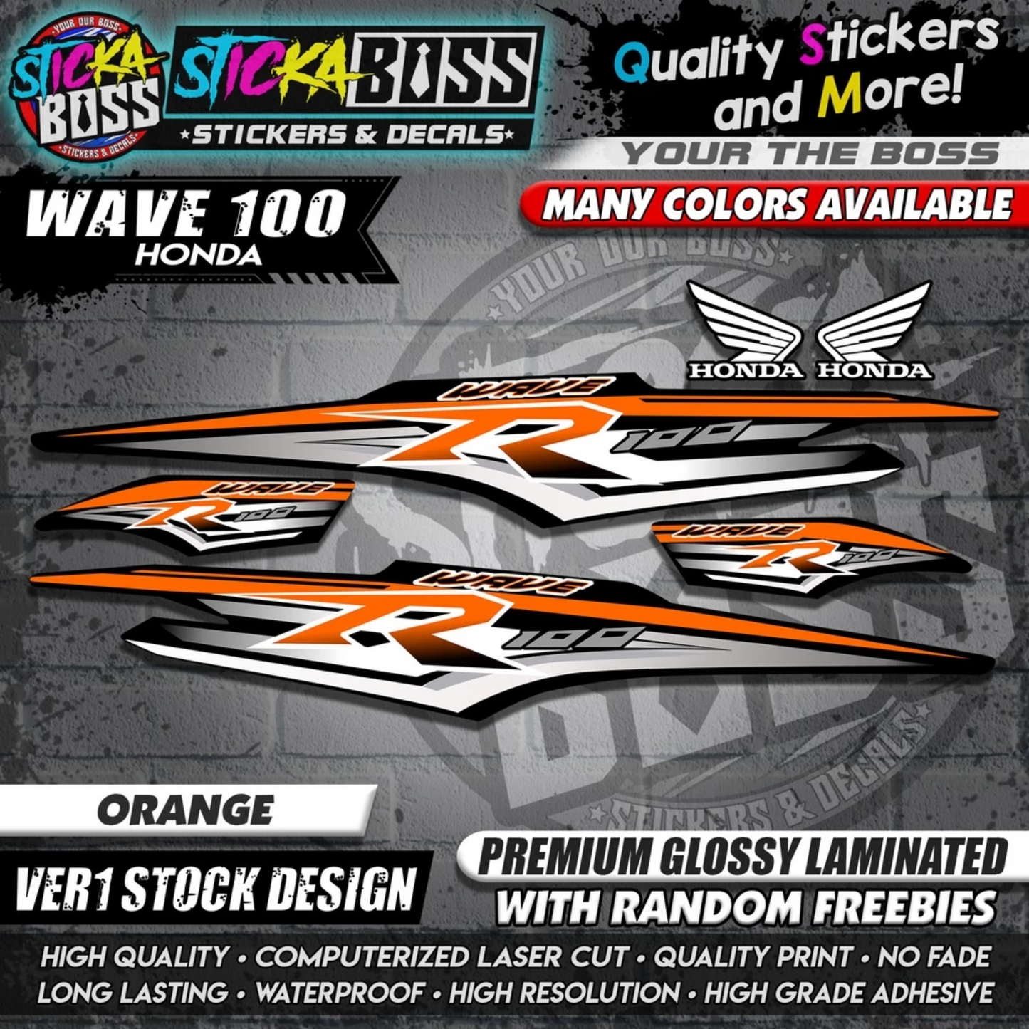 HONDA WAVE 100 R DECALS (Ver1 Stock Design)【WITH FREEBIES】