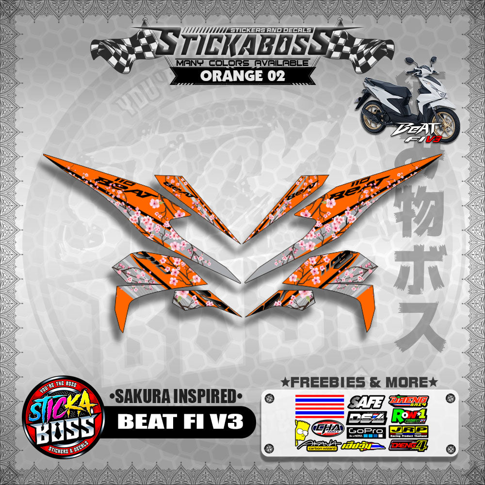 BEAT V3 STICKER DECALS ( SAKURA INSPIRED )【WITH FREEBIES】