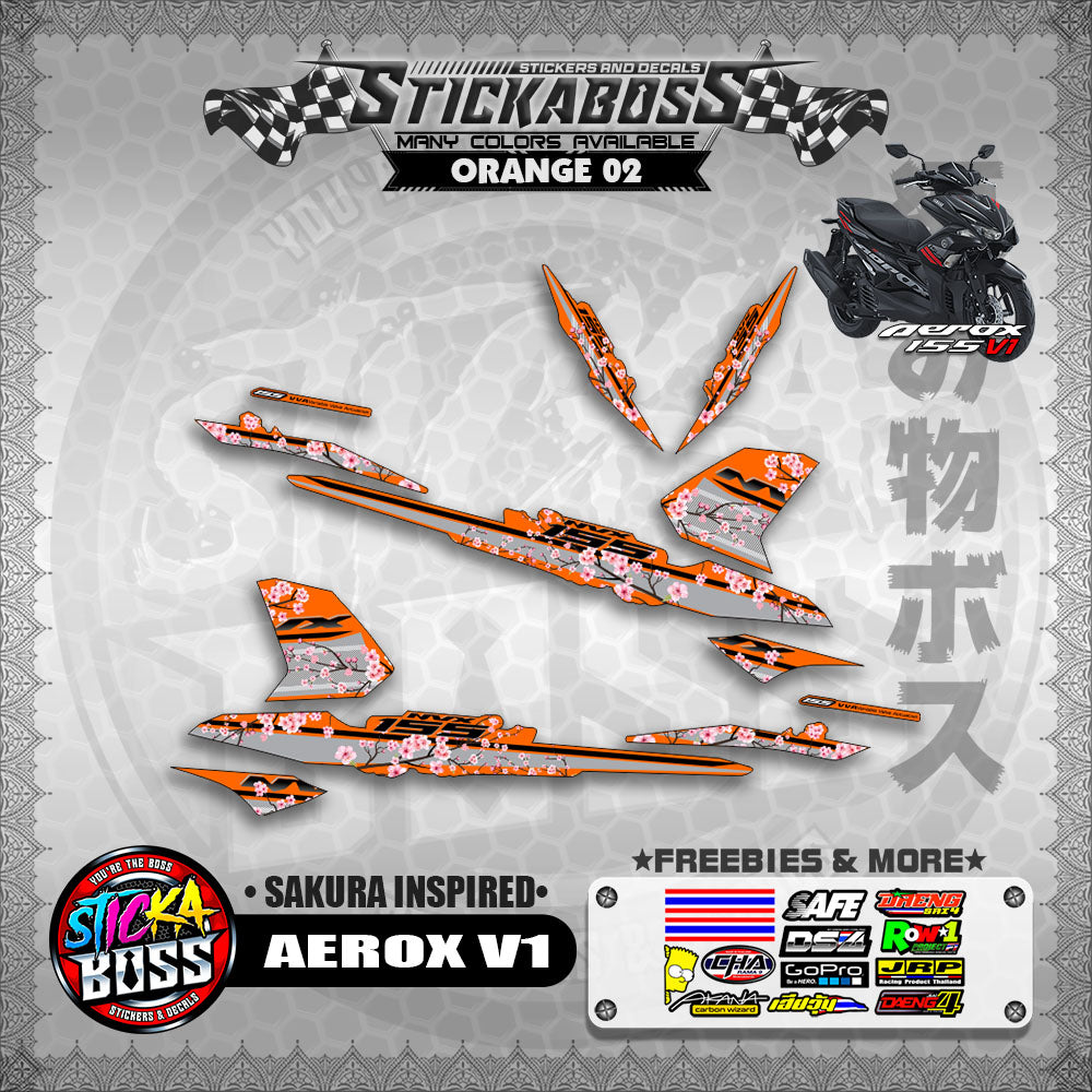 AEROX V1 STICKER DECALS ( SAKURA INSPIRED )【WITH FREEBIES】