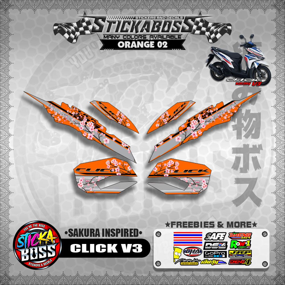 CLICK V3 STICKER DECALS ( SAKURA INSPIRED )【WITH FREEBIES】