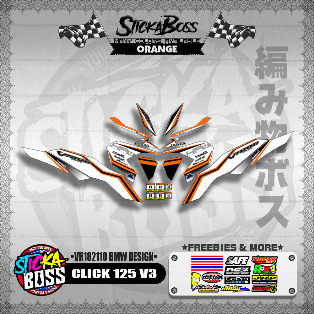 CLICK 125 V3 DECALS ( VR182110 BMW DESIGN )【WITH FREEBIES】