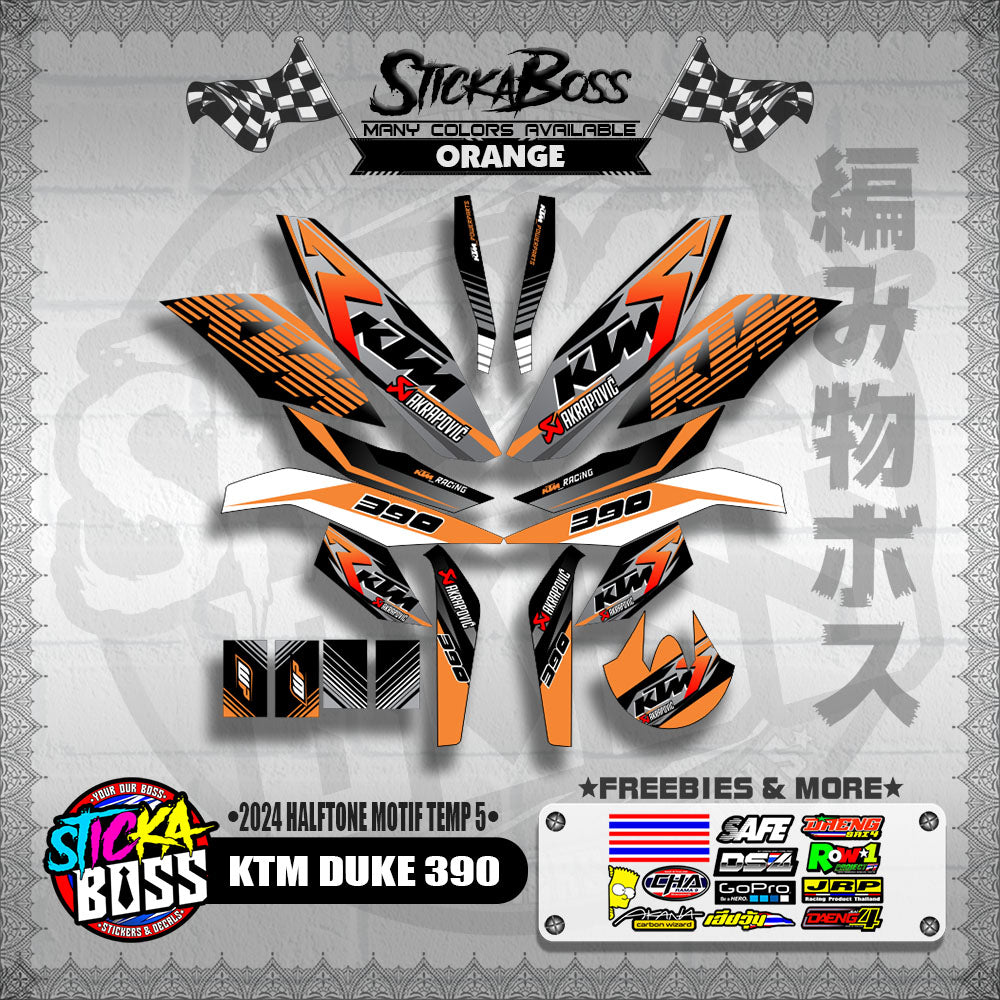 KTM DUKE 390 STICKER DECALS ( 2024 HALFTONE MOTIF TEMP 5 )【WITH FREEBIES】