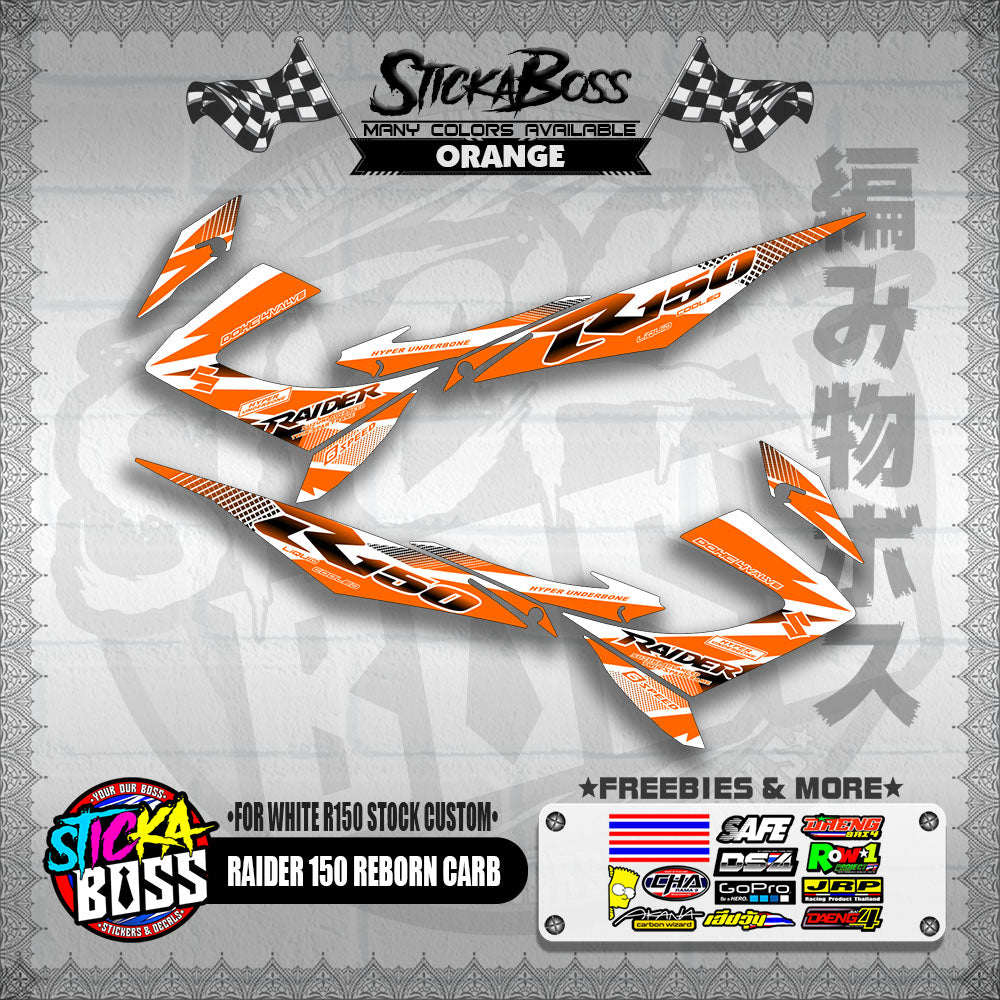 RAIDER 150 REBORN CARB DECALS ( FOR WHITE R150 STOCK CUSTOM )【WITH FREEBIES】