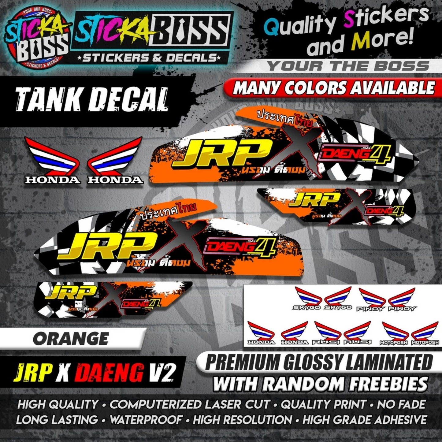 TMX / RUSI / PINOY / MOTOPOSH / SKYGO TANK DECALS STICKER ( JRP X DAENG V2 )【WITH FREEBIES】