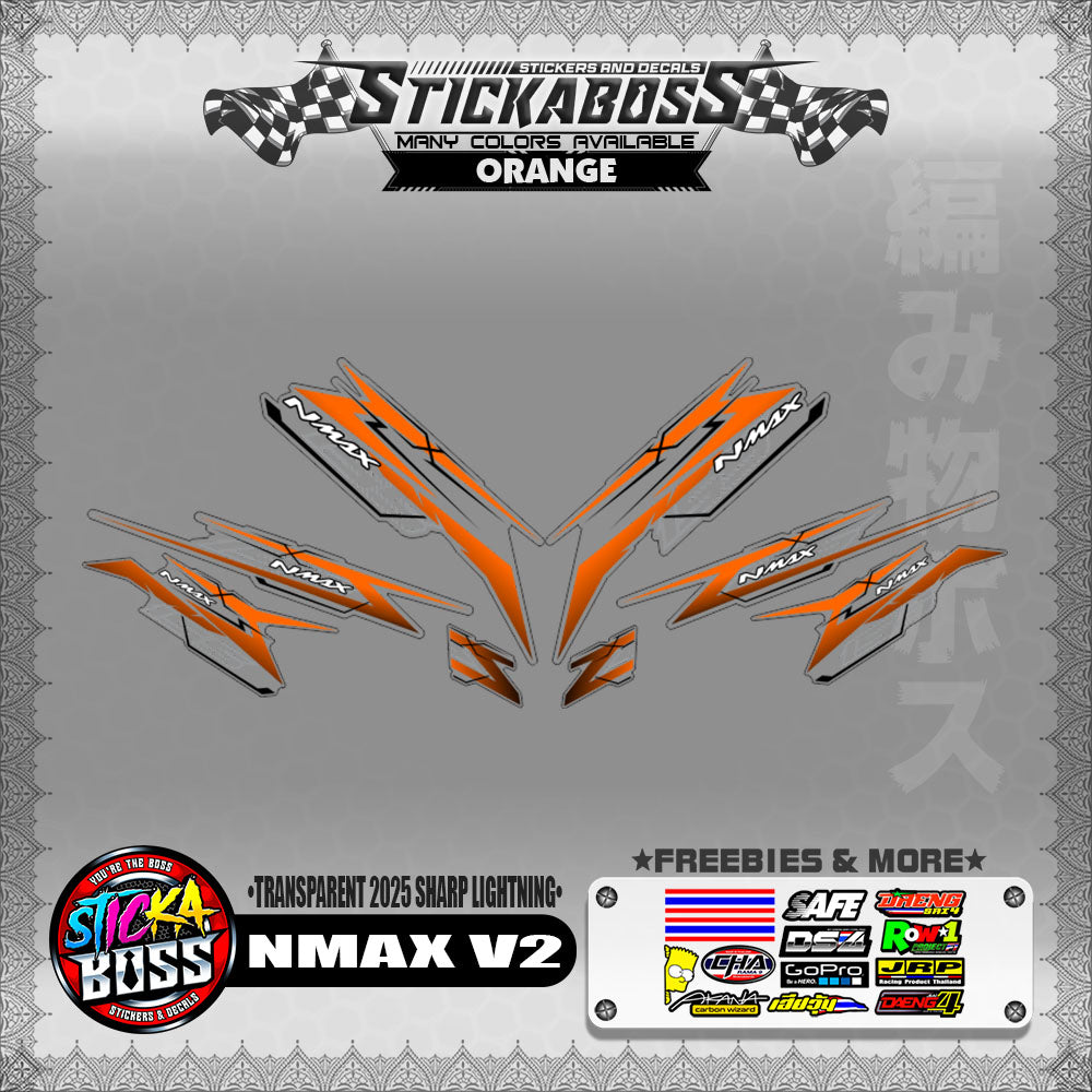 【PREMIUM UV PRINT】TRANSPARENT NMAX V2 INDO STICKER DECALS ( 2025 SHARP LIGHTNING )【WITH FREEBIES】