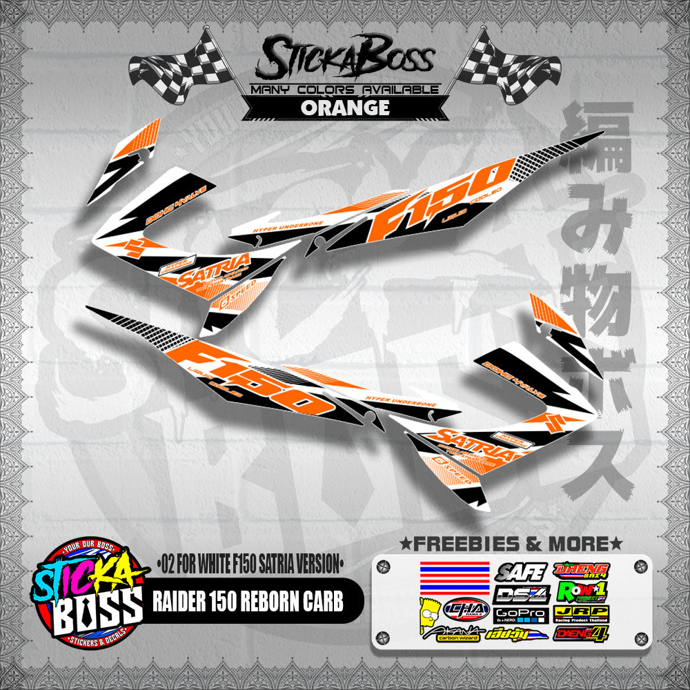 RAIDER 150 REBORN CARB DECALS ( 02 FOR WHITE F150 SATRIA VERSION )【WITH FREEBIES】