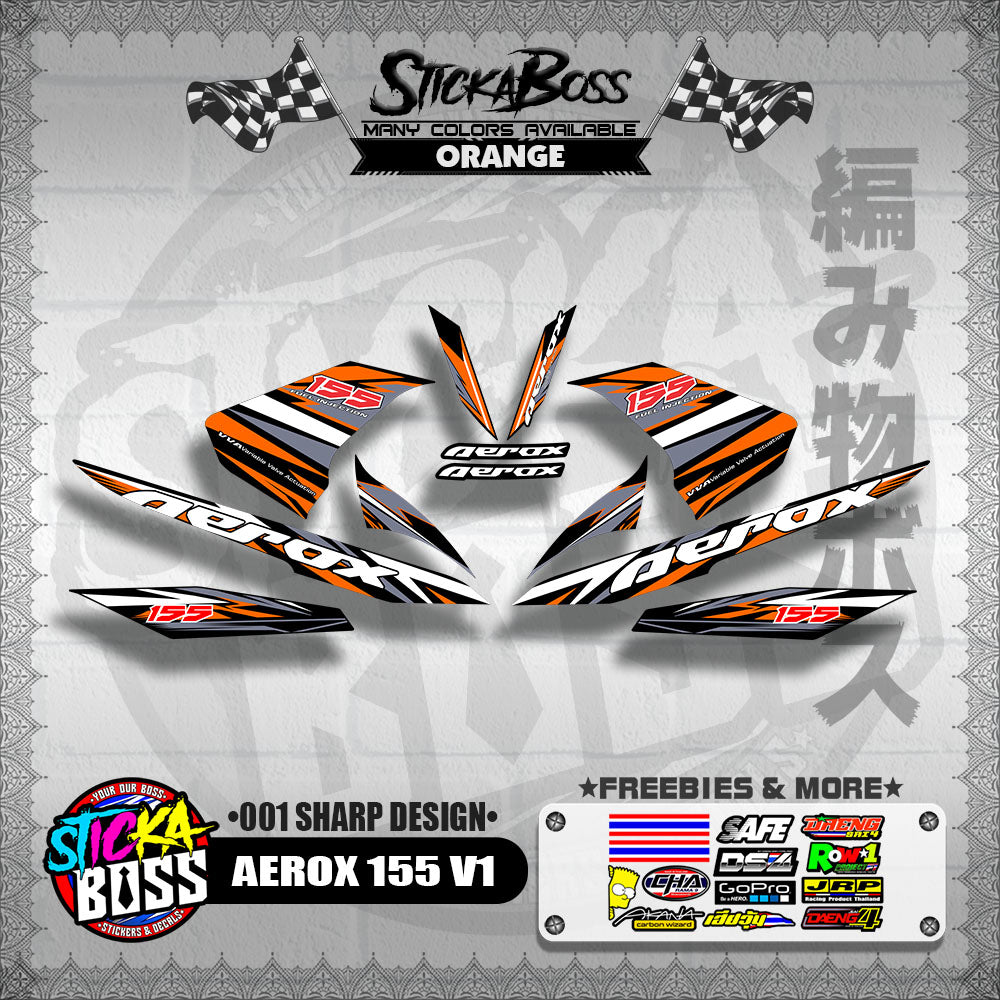 AEROX 155 V1 DECALS ( 001 SHARP DESIGN )【WITH FREEBIES】