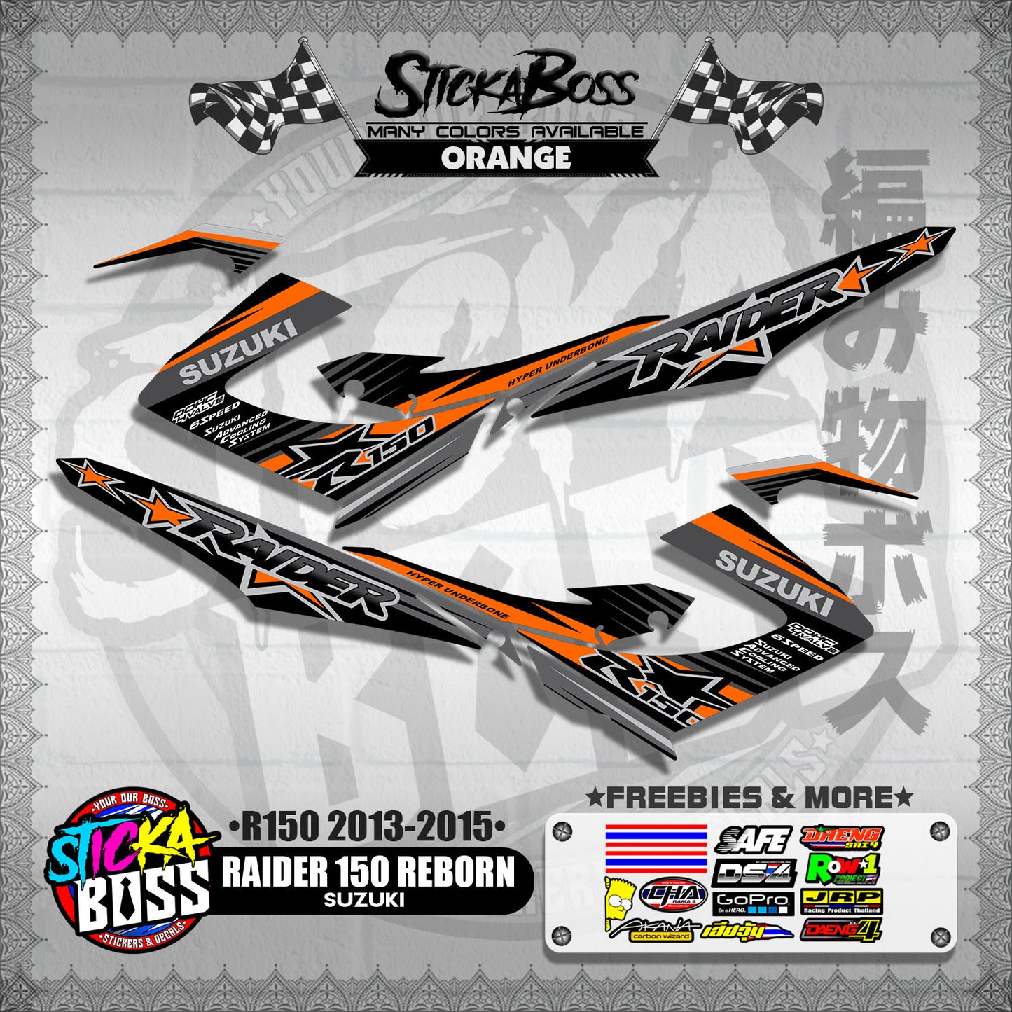 RAIDER 150 REBORN STOCK DECALS ( R150 2013 - 2015 )【WITH FREEBIES】