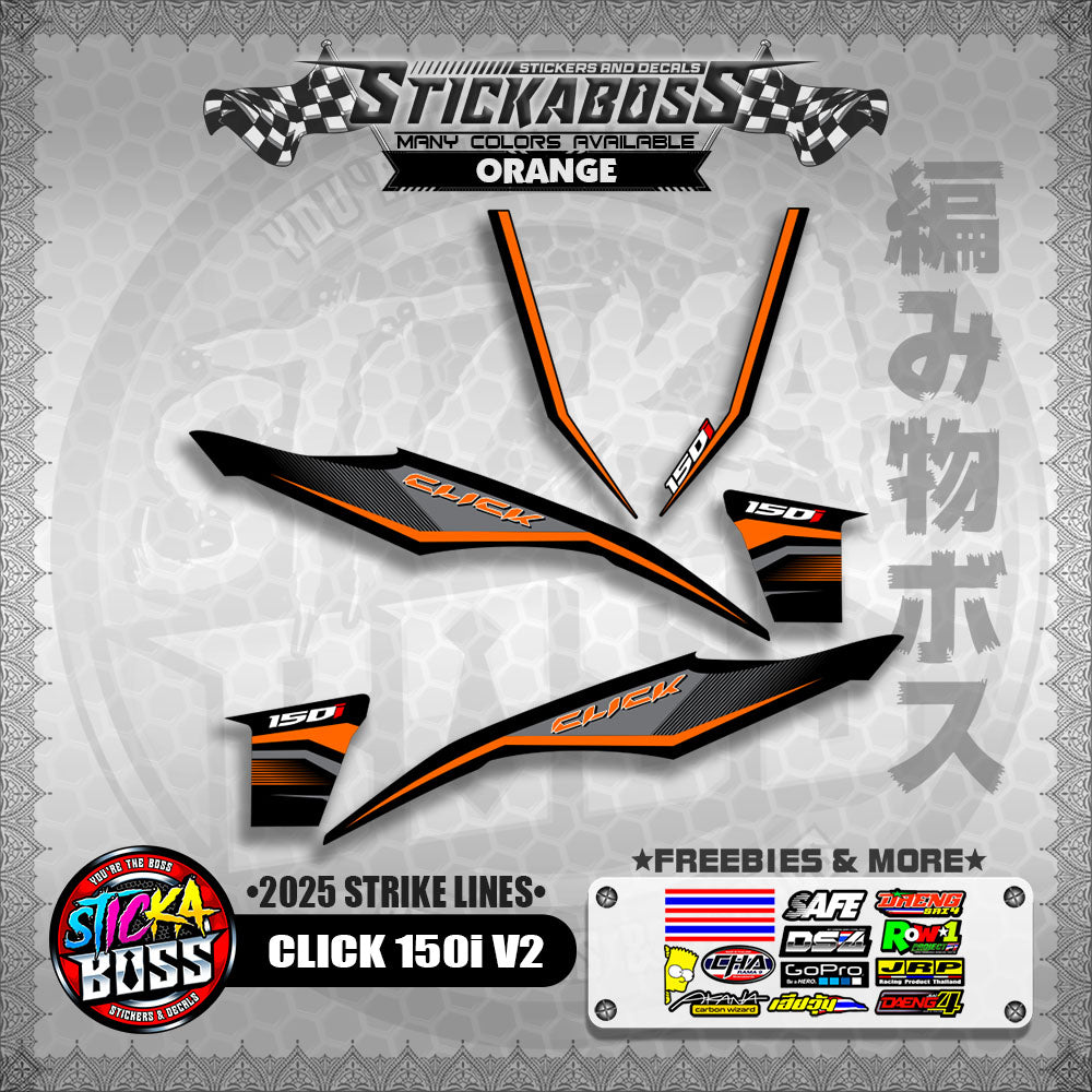 CLICK 150i V2 STICKER DECALS ( 2025 STRIKE LINES )【WITH FREEBIES】