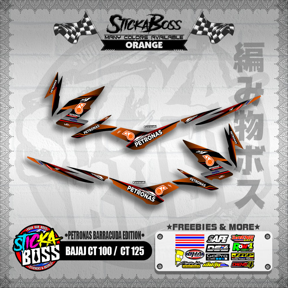 BAJAJ CT 100 / CT 125 DECALS ( PETRONAS BARRACUDA EDITION )【WITH FREEBIES】