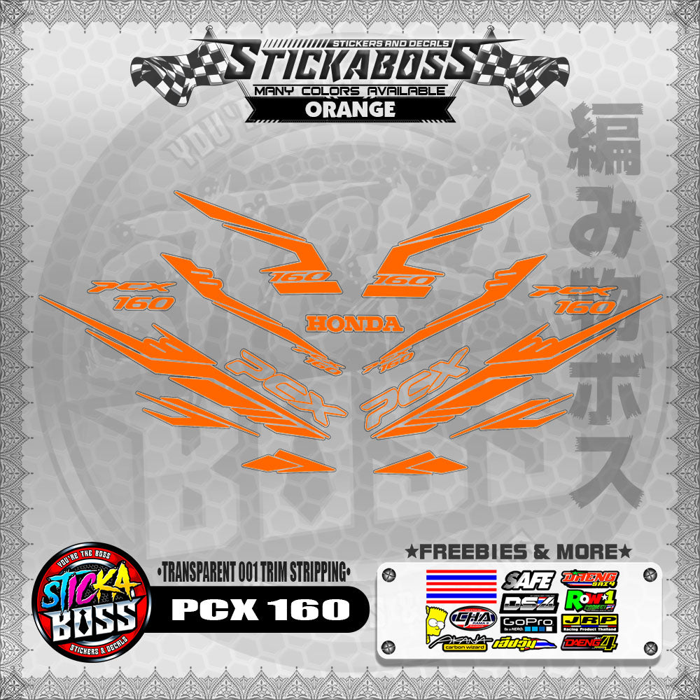 【PREMIUM UV PRINT】TRANSPARENT PCX 160 STICKER DECALS ( 001 TRIM STRIPPING )【WITH FREEBIES】