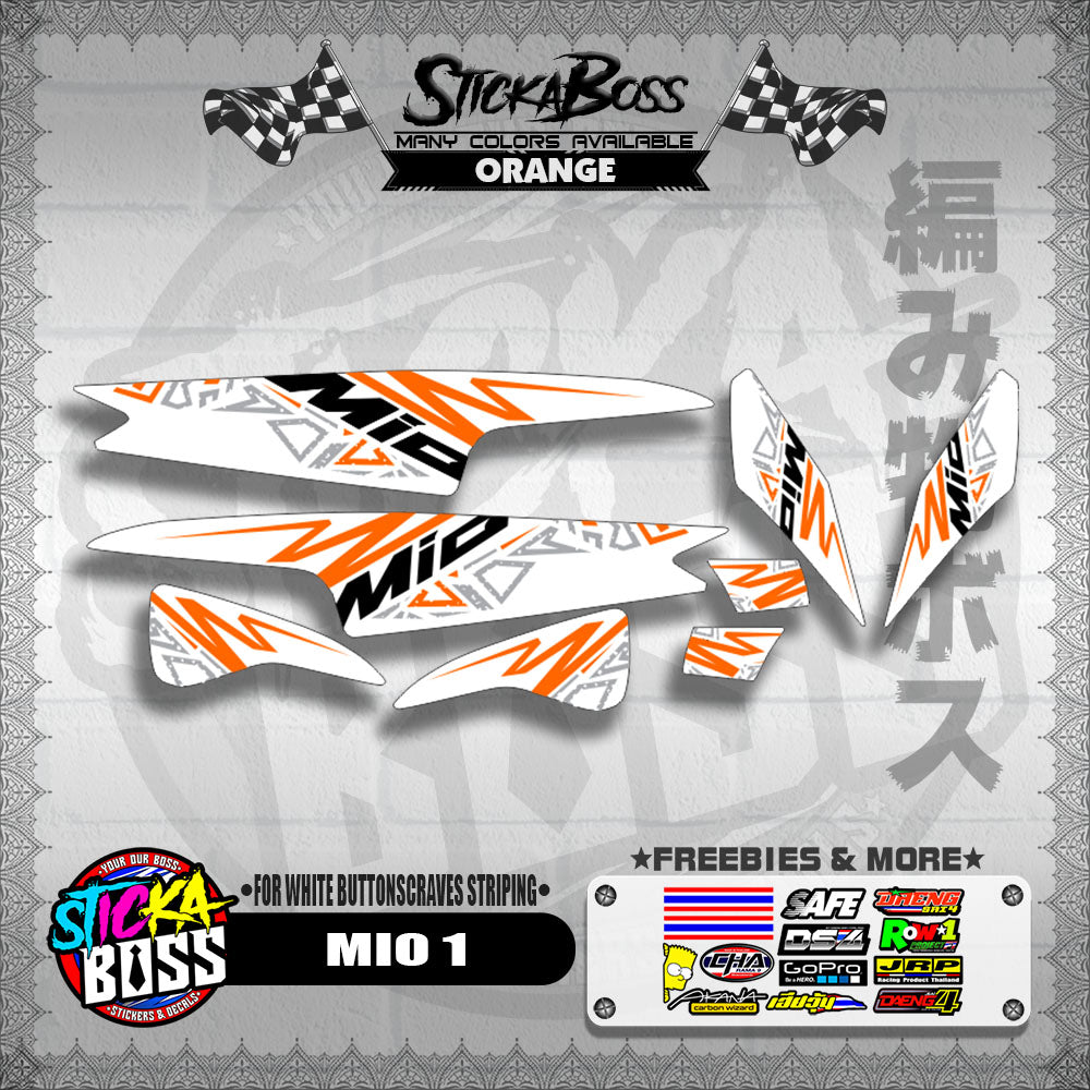 MIO 1 DECALS ( FOR WHITE BUTTONSCRAVES STRIPING )【WITH FREEBIES】