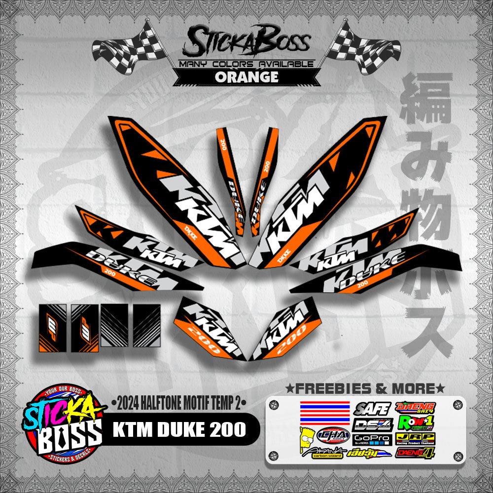 KTM DUKE 200 STICKER DECALS ( 2024 HALFTONE MOTIF TEMP 2 )【WITH FREEBIES】