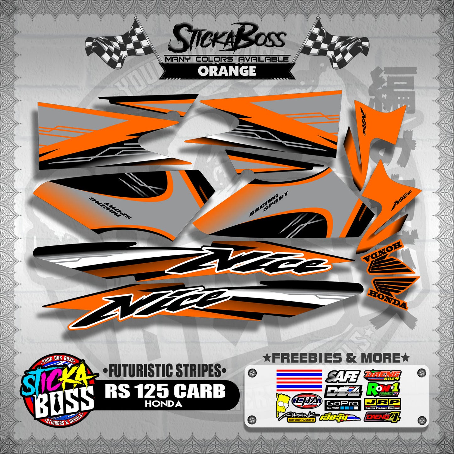RS 125 THAI DECALS ( FUTURISTIC STRIPES )【WITH FREEBIES】