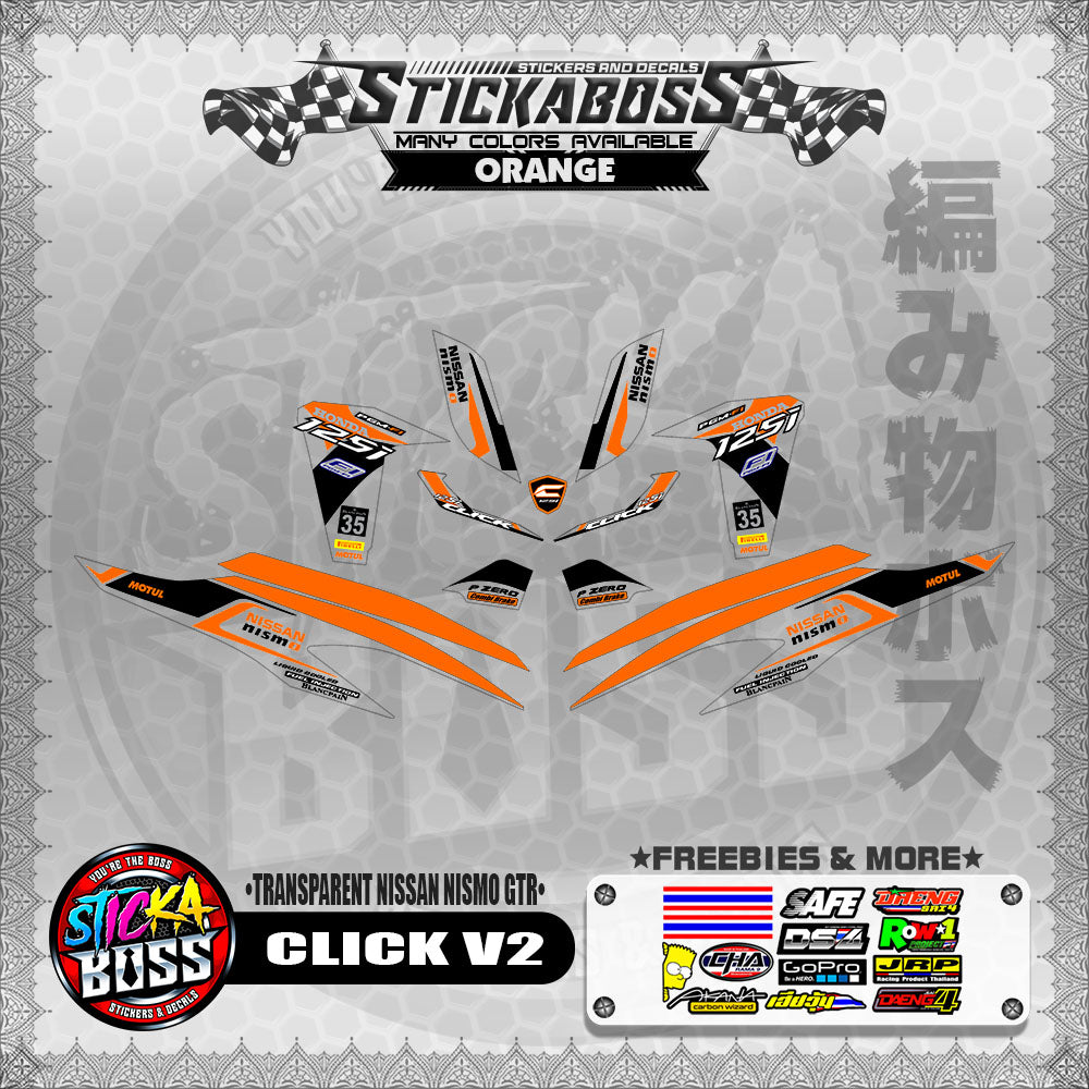 【PREMIUM UV PRINT】TRANSPARENT CLICK V2 STICKER DECALS ( NISSAN NISMO GTR )【WITH FREEBIES】