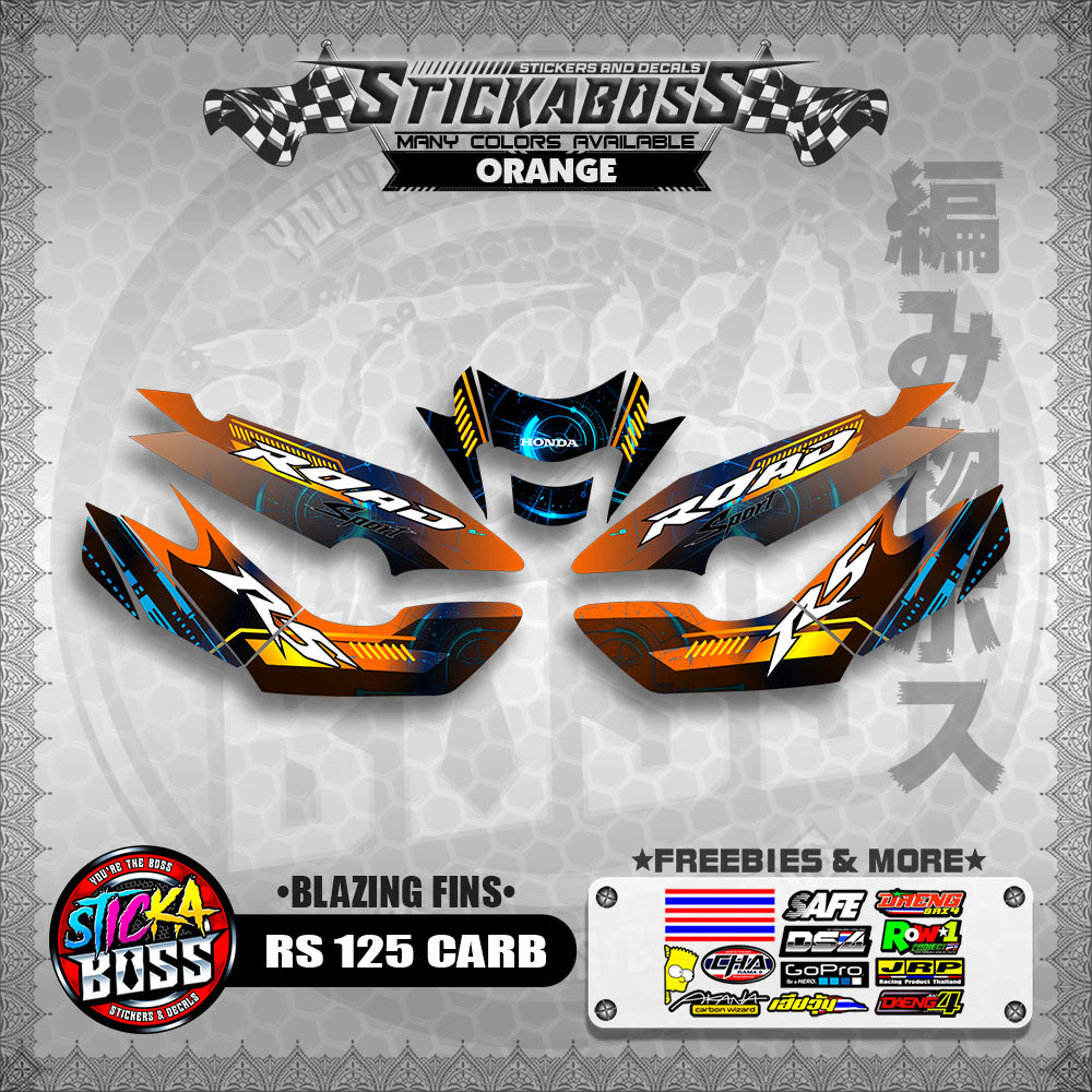 RS 125 CARB STICKER DECALS ( BLAZING FINS )【WITH FREEBIES】