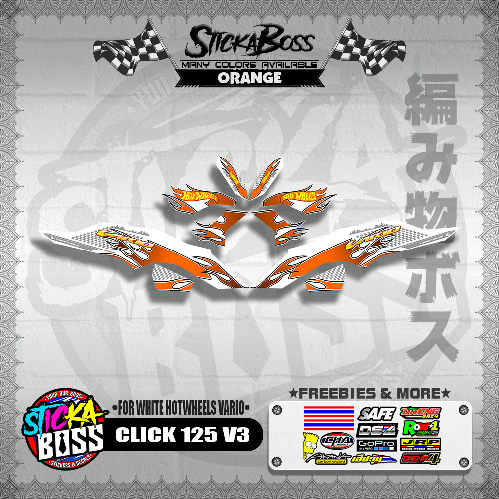 CLICK 125 V3 DECALS ( FOR WHITE HOTWHEELS VARIO )【WITH FREEBIES】