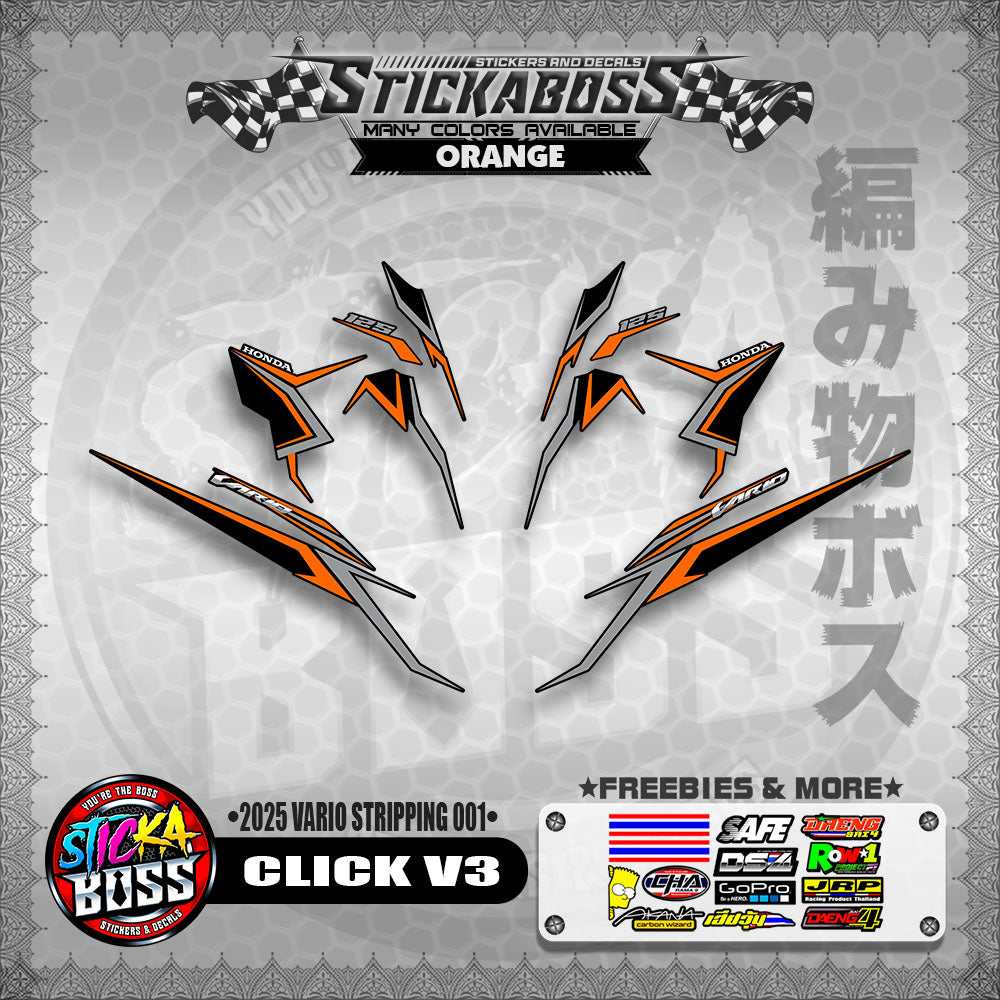 CLICK V3 STICKER DECALS ( 2025 VARIO STRIPPING 001 )【WITH FREEBIES】