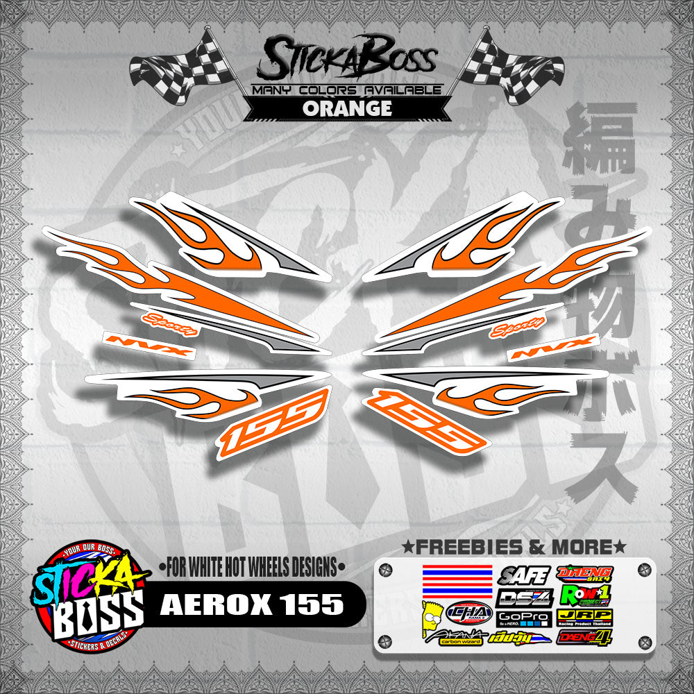 AEROX 155 DECALS ( FOR WHITE HOT WHEELS DESIGNS )【WITH FREEBIES】