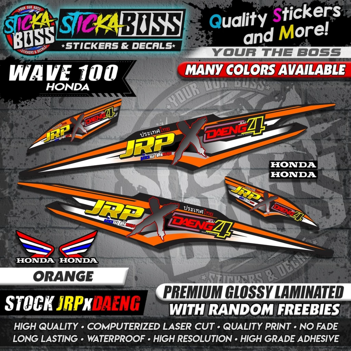 HONDA WAVE 100 Thai Decals ( Stock JRP x DAENG )【WITH FREEBIES】