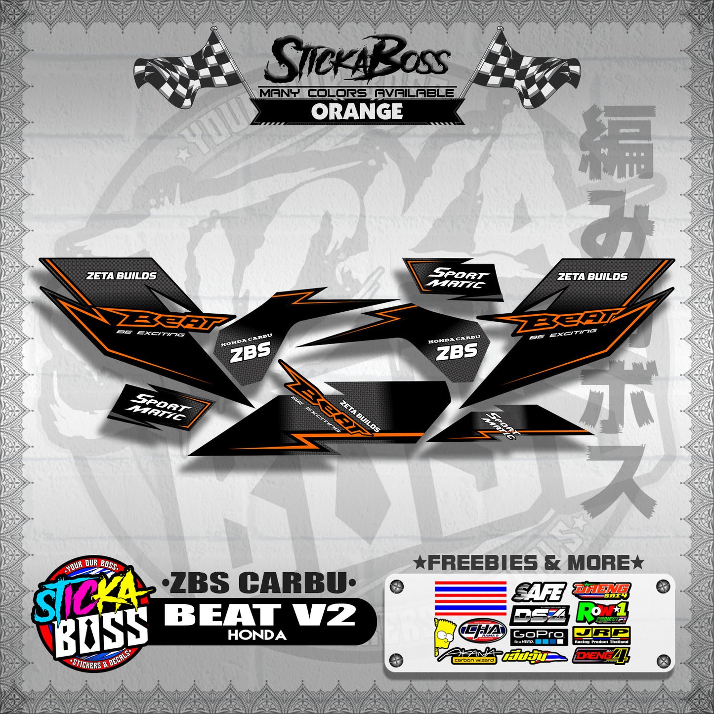 BEAT V2 DECALS ( ZBS CARBU )【WITH FREEBIES】