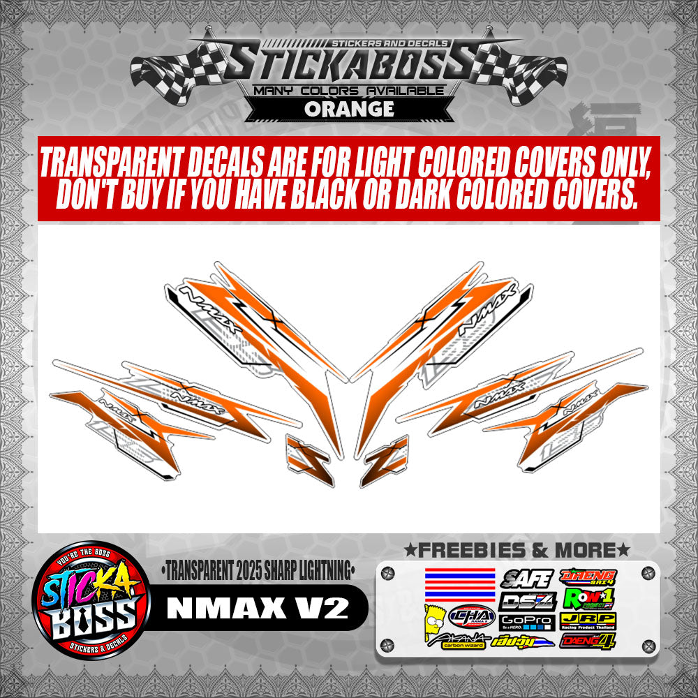 NMAX V2 INDO STICKER DECALS ( TRANSPARENT 2025 SHARP LIGHTNING )【WITH FREEBIES】