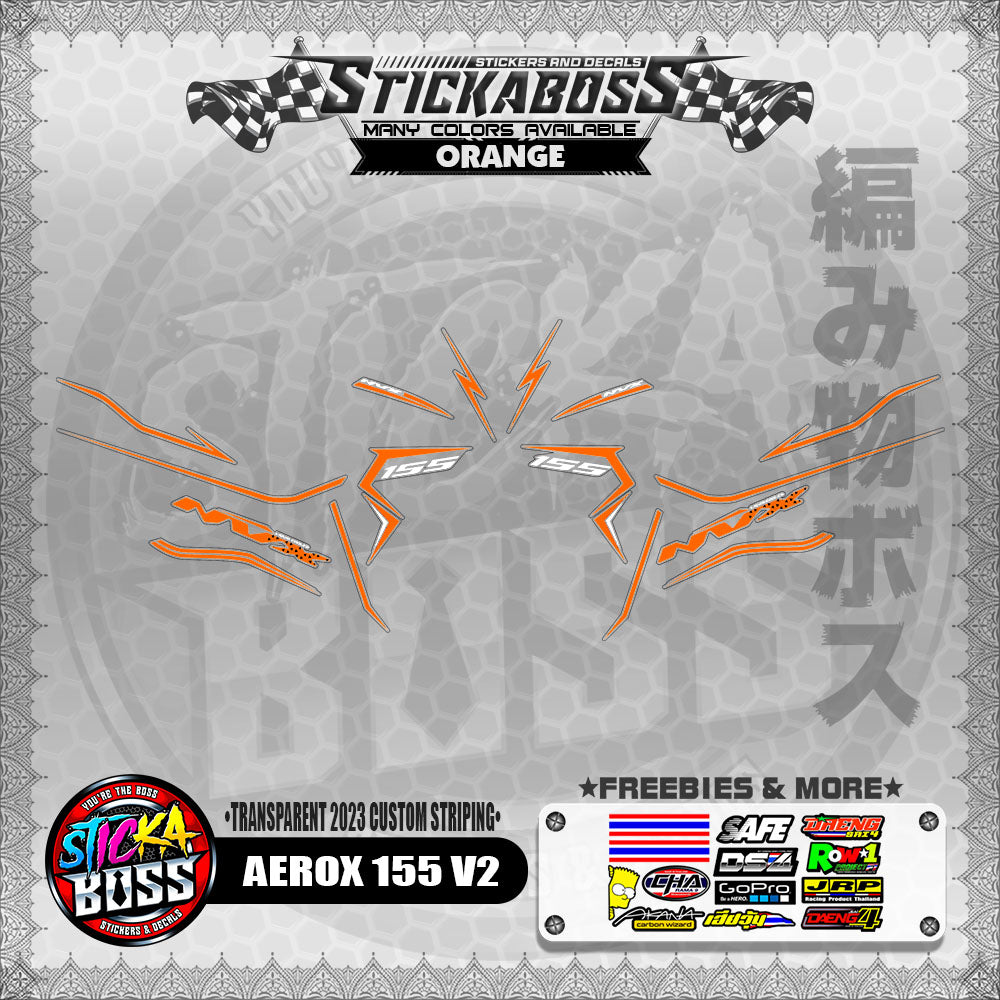 【PREMIUM UV PRINT】TRANSPARENT AEROX 155 V2 STICKER DECALS ( 2023 CUSTOM STRIPING )【WITH FREEBIES】