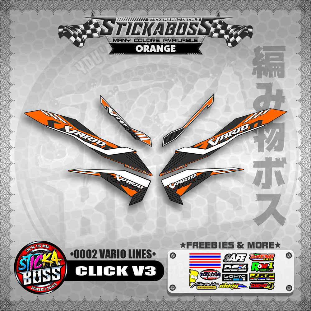 CLICK V3 STICKER DECALS ( 0002 VARIO LINES )【WITH FREEBIES】