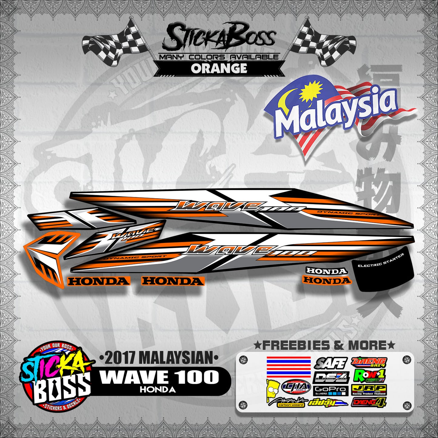 WAVE 100 ( 2017 MALAYSIAN STOCK DECALS )【WITH FREEBIES】