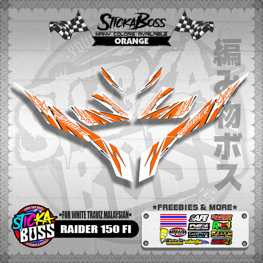 RAIDER 150 FI DECALS ( FOR WHITE TRAVIZ MALAYSIAN )【WITH FREEBIES】