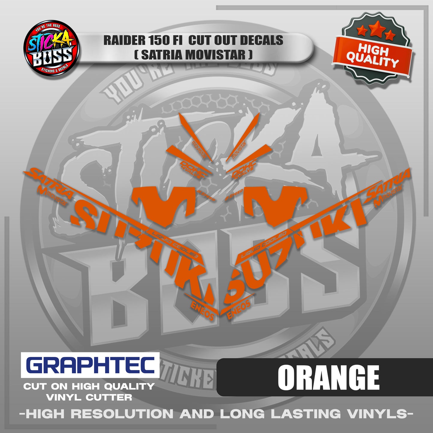 RAIDER 150 FI CUT OUT DECALS ( SATRIA MOVISTAR ) | VINYL WATERPROOF CUT-OUT STICKER DECALS