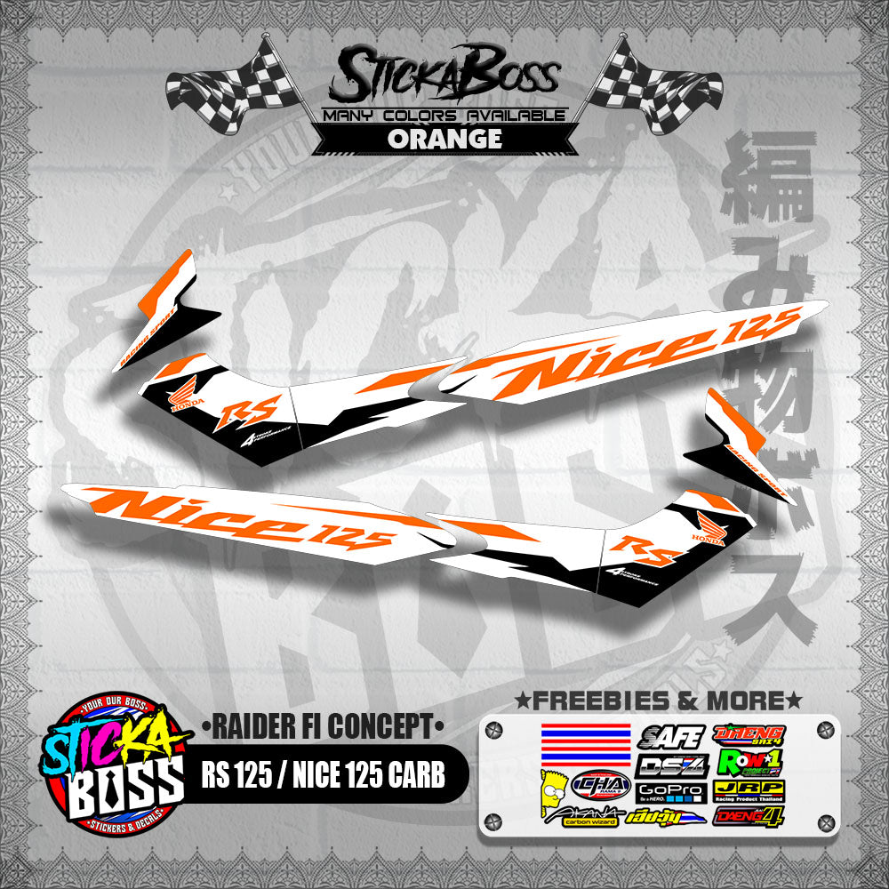 RS 125 / NICE 125 CARB DECALS ( RAIDER FI CONCEPT )【WITH FREEBIES】