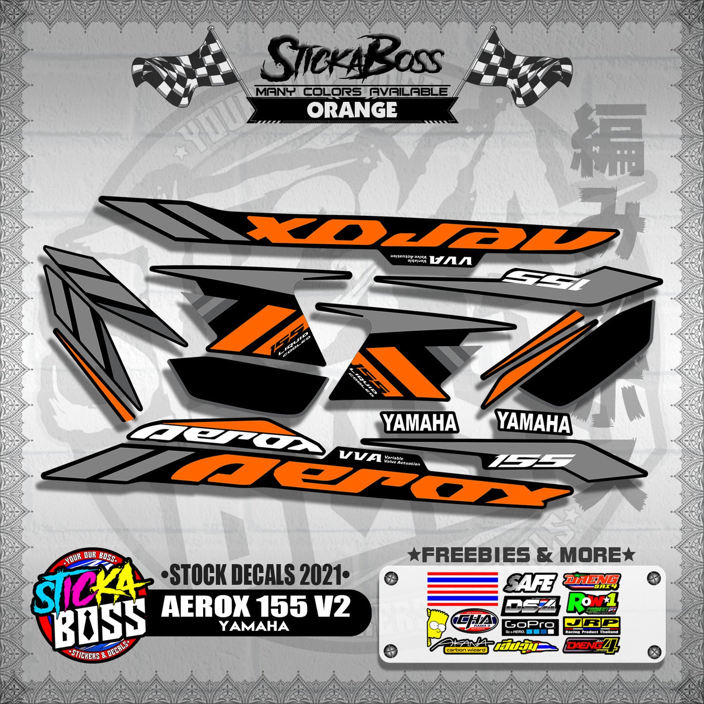 AEROX 155 V2 ( STOCK DECALS 2021 )【WITH FREEBIES】