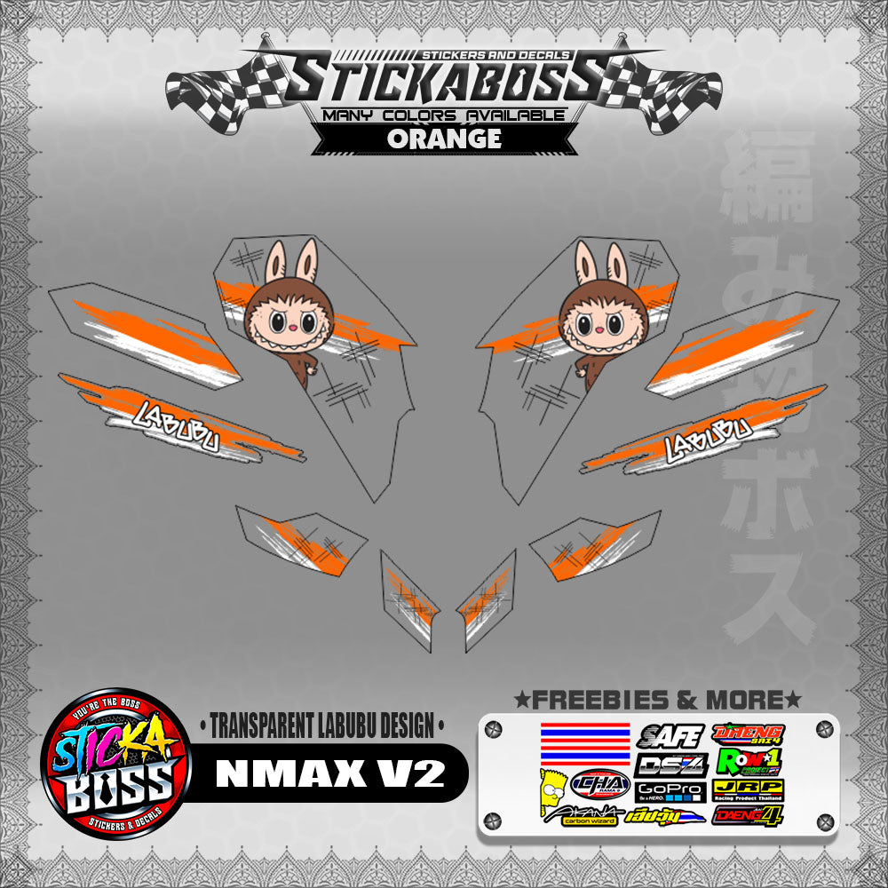 【PREMIUM UV PRINT】TRANSPARENT NMAX V2 STICKER DECALS ( LABUBU DESIGN )【WITH FREEBIES】
