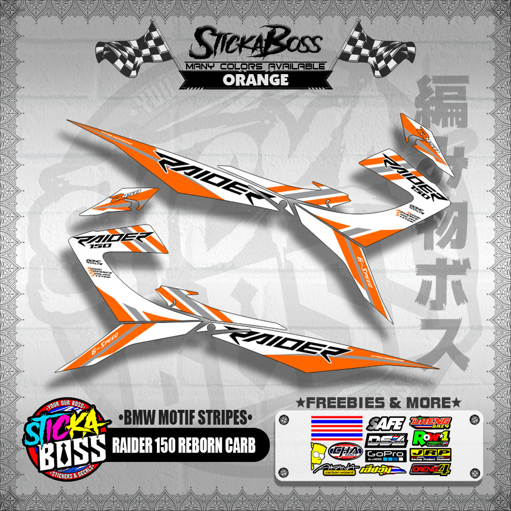 RAIDER 150 REBORN CARB DECALS ( BMW MOTIF STRIPES )【WITH FREEBIES】