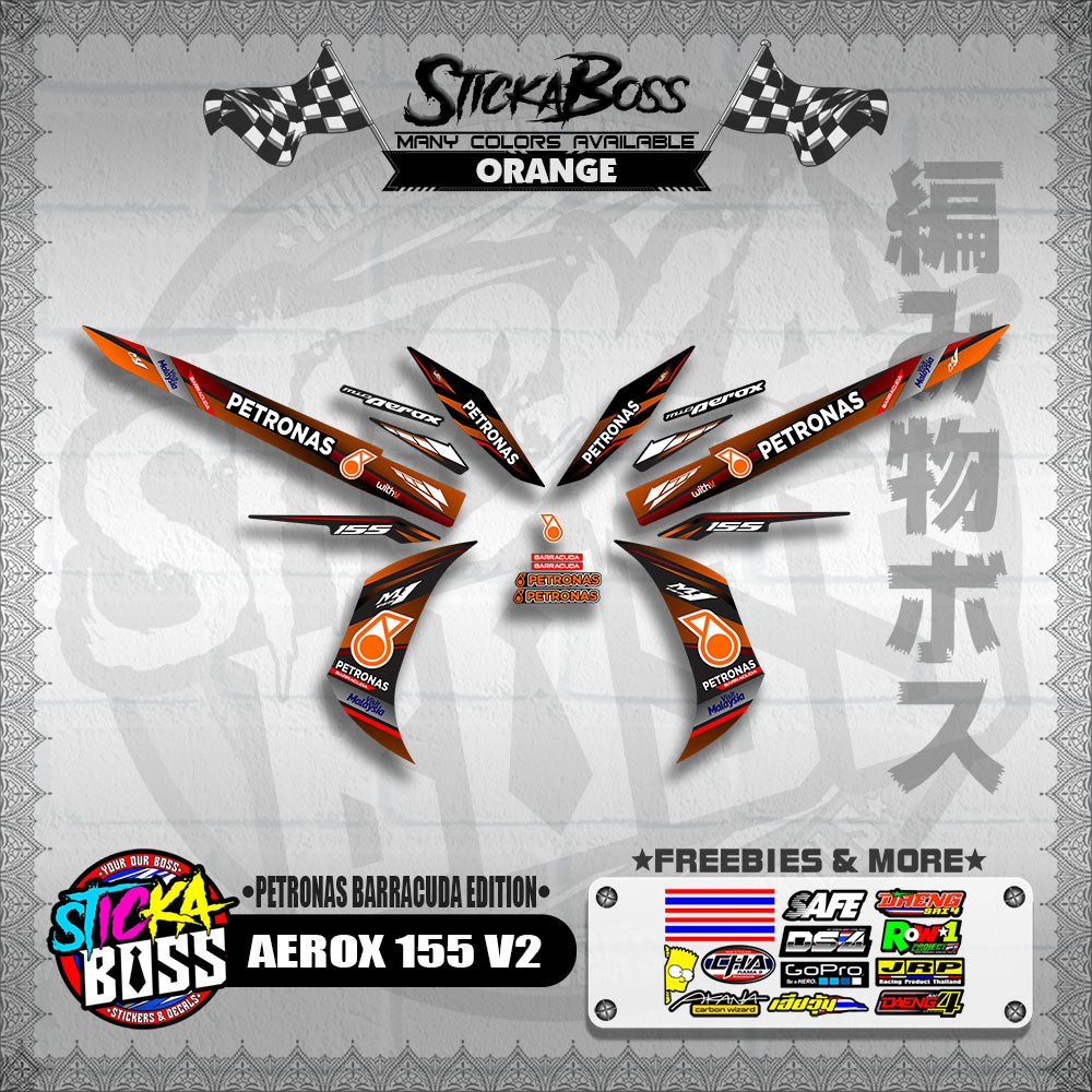AEROX 155 V2 DECALS ( PETRONAS BARRACUDA EDITION )【WITH FREEBIES】